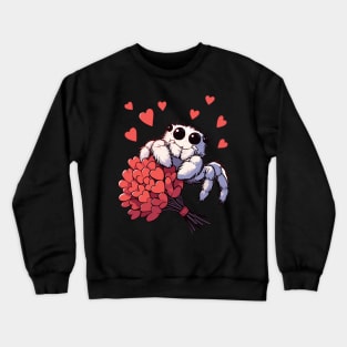 Cute valentine jumping spider Crewneck Sweatshirt